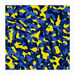 Blue And Yellow Camouflage Pattern Medium Glasses Cloth by SpinnyChairDesigns