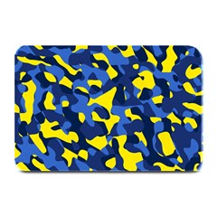 Blue And Yellow Camouflage Pattern Plate Mats by SpinnyChairDesigns