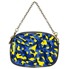 Blue And Yellow Camouflage Pattern Chain Purse (one Side) by SpinnyChairDesigns