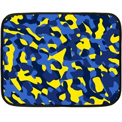 Blue And Yellow Camouflage Pattern Fleece Blanket (mini) by SpinnyChairDesigns