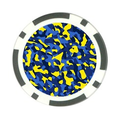 Blue And Yellow Camouflage Pattern Poker Chip Card Guard (10 Pack) by SpinnyChairDesigns