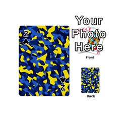 Blue And Yellow Camouflage Pattern Playing Cards 54 Designs (mini) by SpinnyChairDesigns