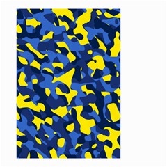 Blue And Yellow Camouflage Pattern Small Garden Flag (two Sides) by SpinnyChairDesigns