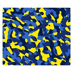 Blue And Yellow Camouflage Pattern Double Sided Flano Blanket (small)  by SpinnyChairDesigns