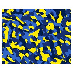 Blue And Yellow Camouflage Pattern Double Sided Flano Blanket (medium)  by SpinnyChairDesigns