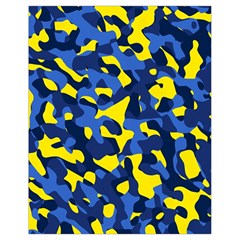 Blue And Yellow Camouflage Pattern Drawstring Bag (small) by SpinnyChairDesigns