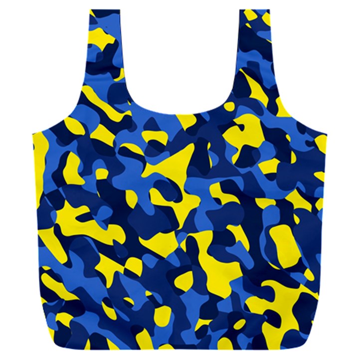 Blue and Yellow Camouflage Pattern Full Print Recycle Bag (XXL)