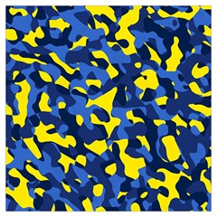 Blue And Yellow Camouflage Pattern Long Sheer Chiffon Scarf 