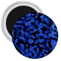 Black And Blue Camouflage Pattern 3  Magnets by SpinnyChairDesigns