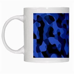 Black And Blue Camouflage Pattern White Mugs by SpinnyChairDesigns