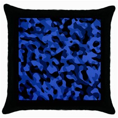 Black And Blue Camouflage Pattern Throw Pillow Case (black) by SpinnyChairDesigns