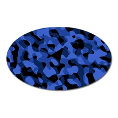 Black And Blue Camouflage Pattern Oval Magnet by SpinnyChairDesigns