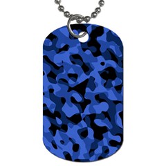 Black And Blue Camouflage Pattern Dog Tag (two Sides) by SpinnyChairDesigns