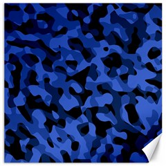 Black And Blue Camouflage Pattern Canvas 16  X 16  by SpinnyChairDesigns