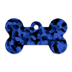 Black And Blue Camouflage Pattern Dog Tag Bone (two Sides) by SpinnyChairDesigns