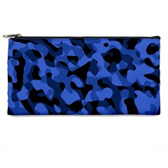 Black And Blue Camouflage Pattern Pencil Case by SpinnyChairDesigns