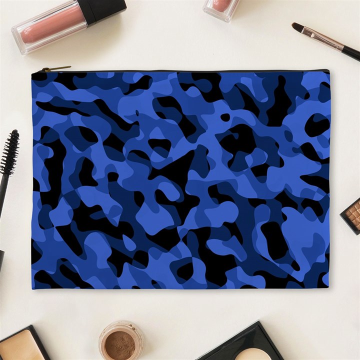 Black and Blue Camouflage Pattern Cosmetic Bag (XL)