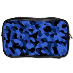 Black And Blue Camouflage Pattern Toiletries Bag (two Sides) by SpinnyChairDesigns