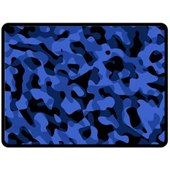 Black And Blue Camouflage Pattern Fleece Blanket (large)  by SpinnyChairDesigns