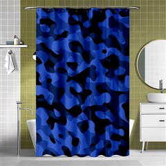 Black And Blue Camouflage Pattern Shower Curtain 48  X 72  (small)  by SpinnyChairDesigns