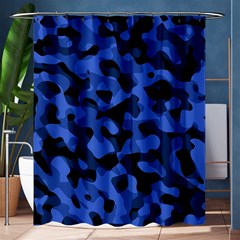 Black And Blue Camouflage Pattern Shower Curtain 60  X 72  (medium)  by SpinnyChairDesigns