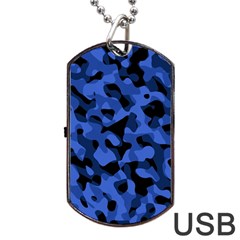 Black And Blue Camouflage Pattern Dog Tag Usb Flash (one Side) by SpinnyChairDesigns