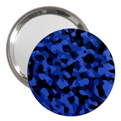 Black And Blue Camouflage Pattern 3  Handbag Mirrors by SpinnyChairDesigns