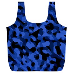 Black And Blue Camouflage Pattern Full Print Recycle Bag (xl) by SpinnyChairDesigns