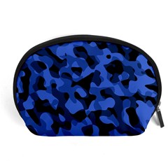 Black And Blue Camouflage Pattern Accessory Pouch (large) by SpinnyChairDesigns