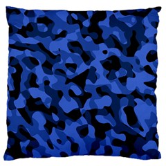 Black And Blue Camouflage Pattern Large Flano Cushion Case (one Side) by SpinnyChairDesigns