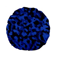 Black And Blue Camouflage Pattern Standard 15  Premium Flano Round Cushions by SpinnyChairDesigns