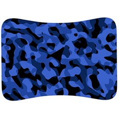 Black And Blue Camouflage Pattern Velour Seat Head Rest Cushion by SpinnyChairDesigns