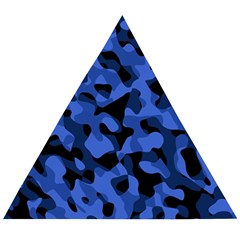 Black And Blue Camouflage Pattern Wooden Puzzle Triangle by SpinnyChairDesigns