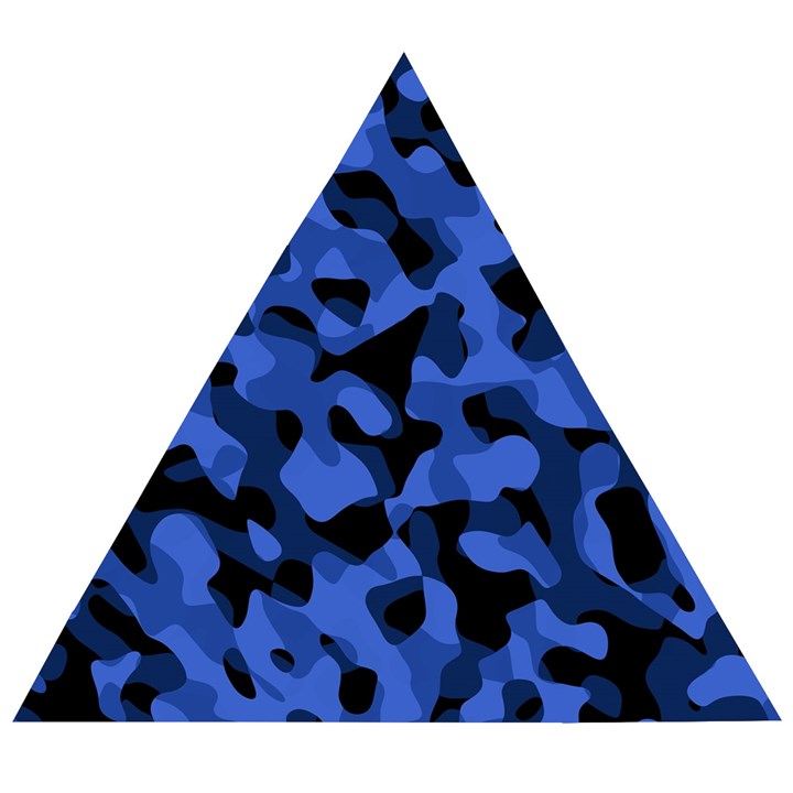 Black and Blue Camouflage Pattern Wooden Puzzle Triangle