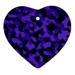 Purple Black Camouflage Pattern Ornament (heart) by SpinnyChairDesigns