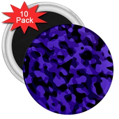 Purple Black Camouflage Pattern 3  Magnets (10 Pack)  by SpinnyChairDesigns