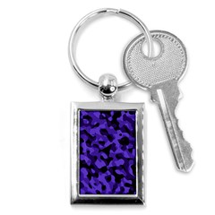 Purple Black Camouflage Pattern Key Chain (rectangle) by SpinnyChairDesigns