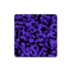 Purple Black Camouflage Pattern Square Magnet by SpinnyChairDesigns