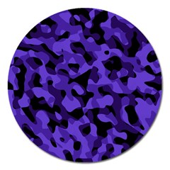 Purple Black Camouflage Pattern Magnet 5  (round) by SpinnyChairDesigns