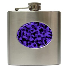 Purple Black Camouflage Pattern Hip Flask (6 Oz) by SpinnyChairDesigns