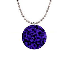 Purple Black Camouflage Pattern 1  Button Necklace by SpinnyChairDesigns