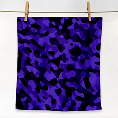 Purple Black Camouflage Pattern Face Towel by SpinnyChairDesigns