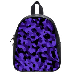 Purple Black Camouflage Pattern School Bag (small) by SpinnyChairDesigns