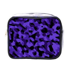 Purple Black Camouflage Pattern Mini Toiletries Bag (one Side) by SpinnyChairDesigns