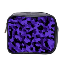 Purple Black Camouflage Pattern Mini Toiletries Bag (two Sides) by SpinnyChairDesigns