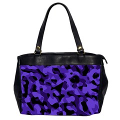 Purple Black Camouflage Pattern Oversize Office Handbag (2 Sides) by SpinnyChairDesigns