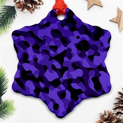 Purple Black Camouflage Pattern Ornament (snowflake) by SpinnyChairDesigns