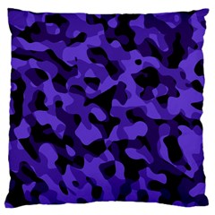 Purple Black Camouflage Pattern Large Cushion Case (two Sides) by SpinnyChairDesigns