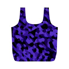 Purple Black Camouflage Pattern Full Print Recycle Bag (m) by SpinnyChairDesigns