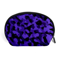 Purple Black Camouflage Pattern Accessory Pouch (large) by SpinnyChairDesigns